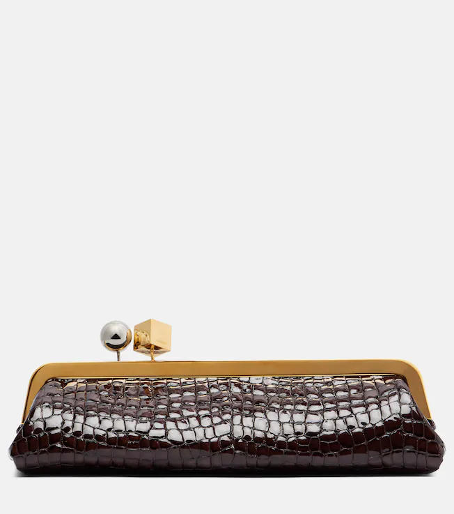 Salon croc-effect leather shoulder bag